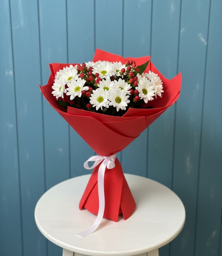 Букет цветов из: Хризантемы в Хрустальный