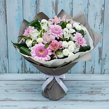 Букет цветов из:  Герберы, Альстромерии и Хризантемы в Хрустальный