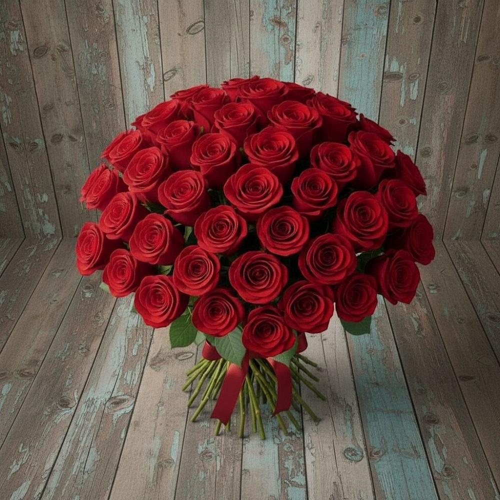 Букет 55 Красных роз Фридом в Хрустальный