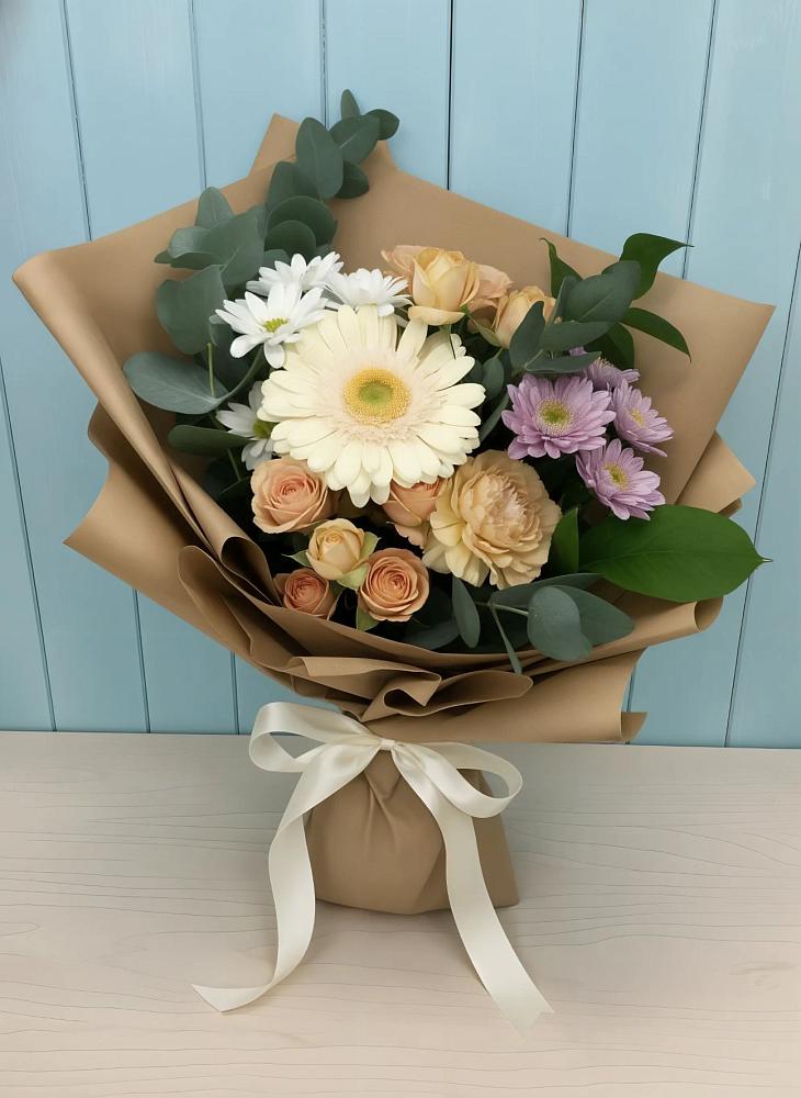 Букет цветов из: Герберы и Хризантемы в Хрустальный