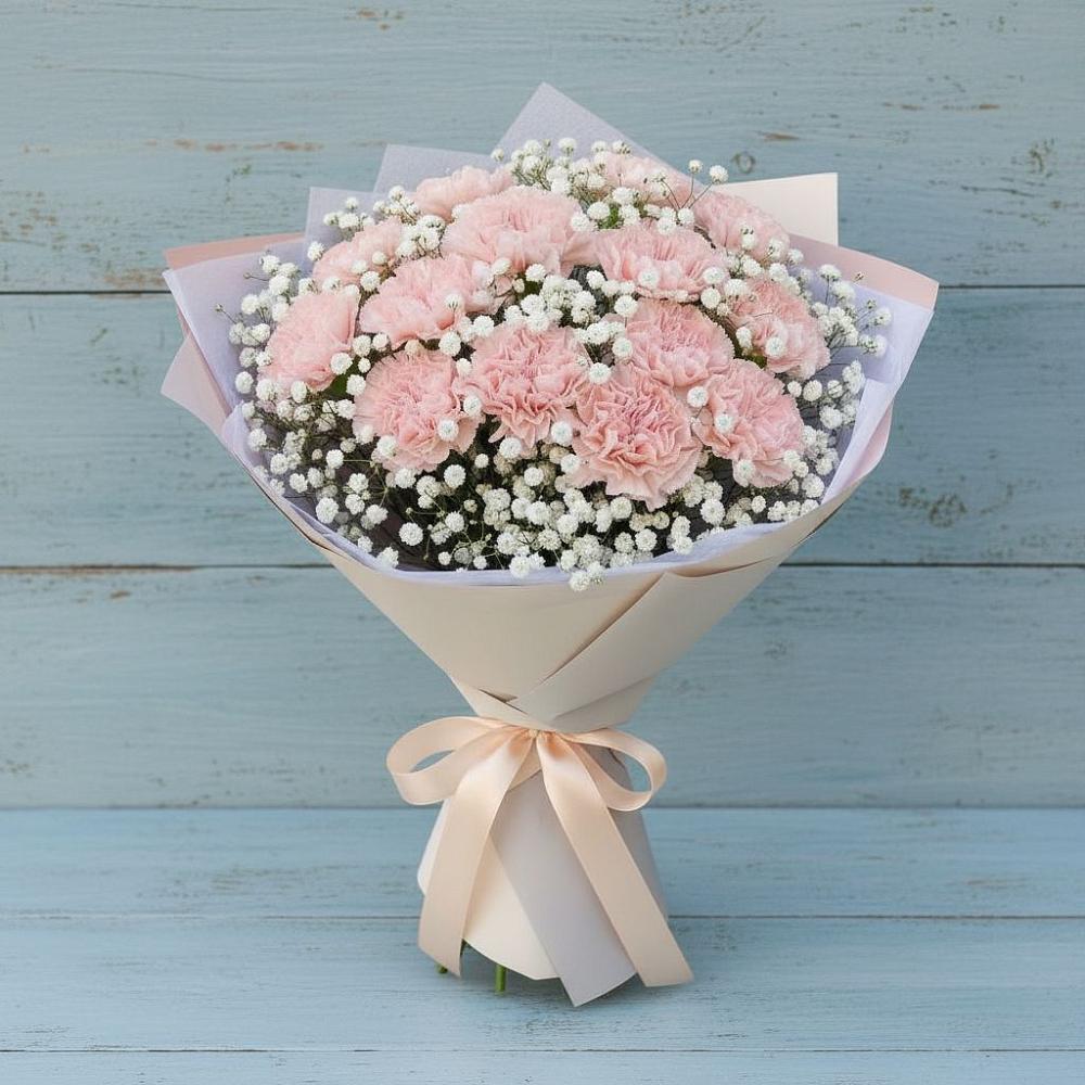 Букет цветов из: Гвоздики в Хрустальный