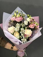 Букет цветов из:  Альстромерии, Розы и Лизиантусы #REPLACE_PRED# Хрустальный