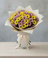 Букет цветов из:  Хризантемы в Хрустальный