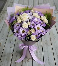 Букет цветов из:  Хризантемы и Розы #REPLACE_PRED# Хрустальный